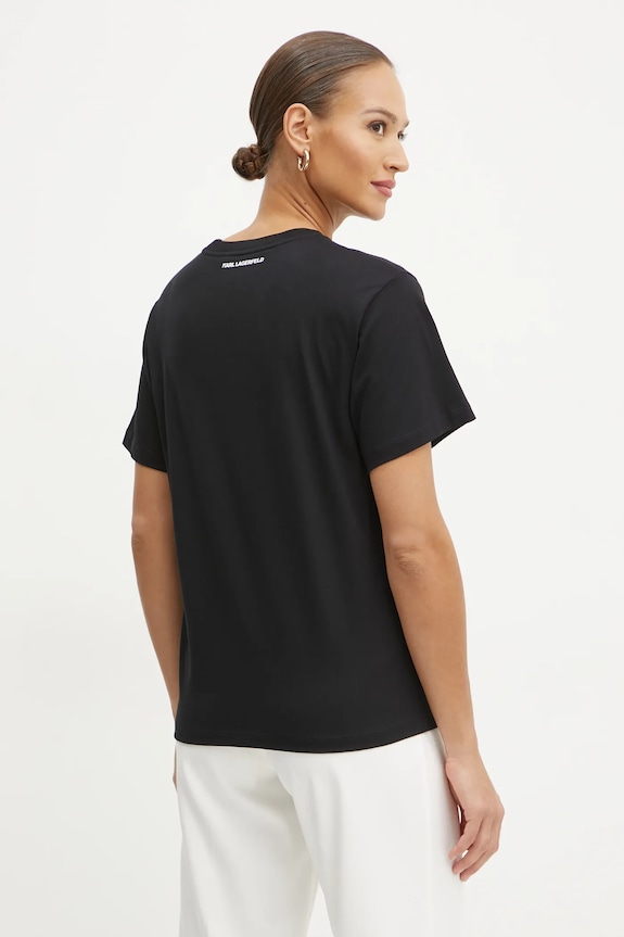 Ρούχα Βαμβακερό μπλουζάκι Karl Lagerfeld IKON A1W17100 μαύρο