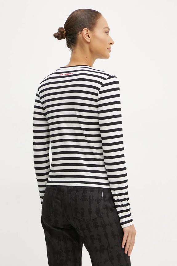 Ρούχα Βαμβακερή μπλούζα με μακριά μανίκια Karl Lagerfeld IKON A1W17137 μαύρο