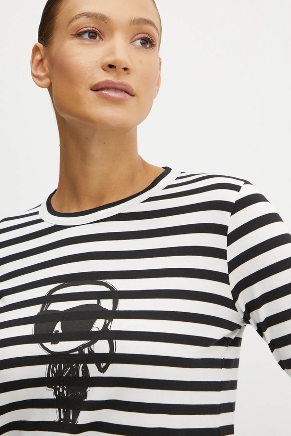 Βαμβακερή μπλούζα με μακριά μανίκια Karl Lagerfeld IKON μαύρο A1W17137