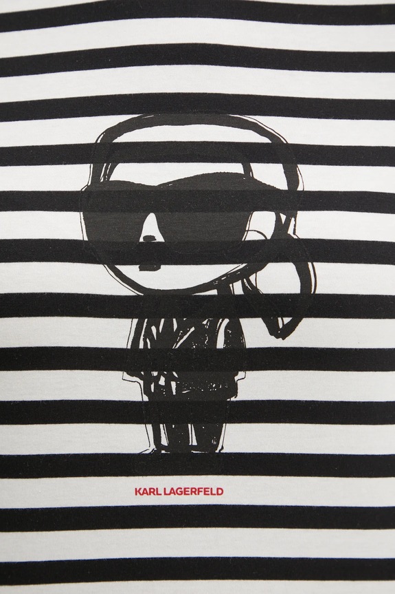 Βαμβακερή μπλούζα με μακριά μανίκια Karl Lagerfeld IKON A1W17137 μαύρο