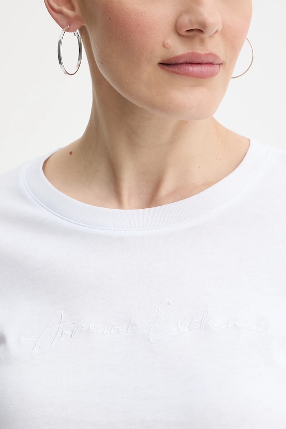 Bavlněné tričko s dlouhým rukávem Armani Exchange XW001456.AF10356.NOS bílá