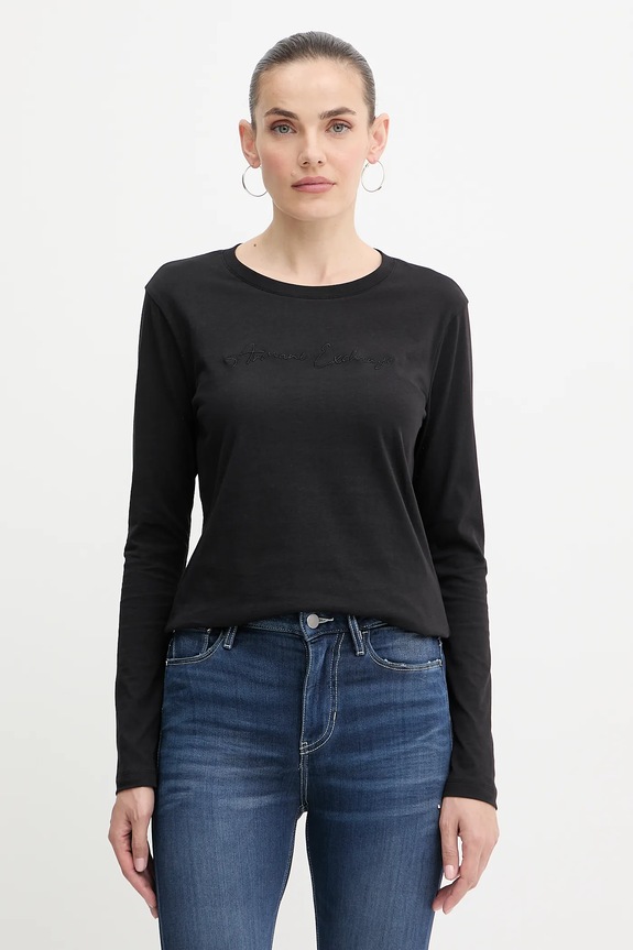 Armani Exchange longsleeve bawełniany regular czarny XW001456.AF10356.NOS