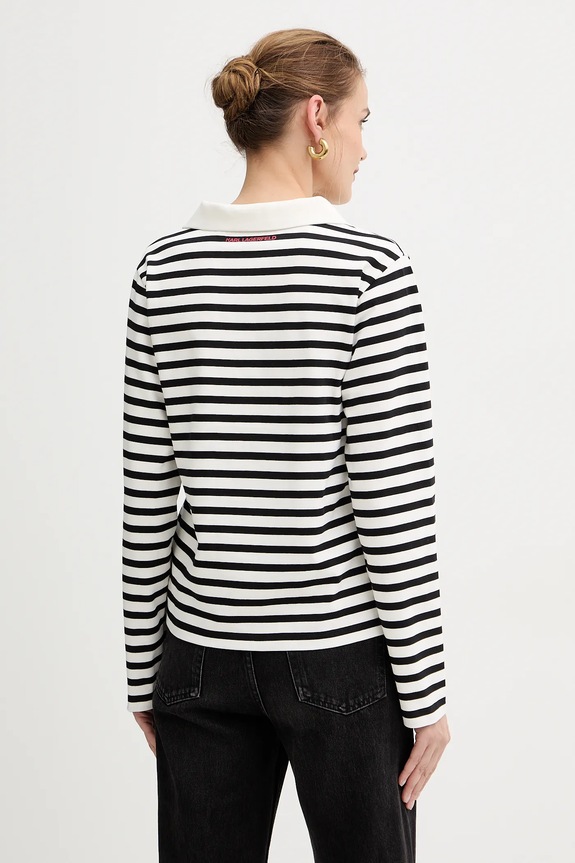 Ρούχα Βαμβακερή μπλούζα με μακριά μανίκια Karl Lagerfeld IKON A4W17081 μπεζ