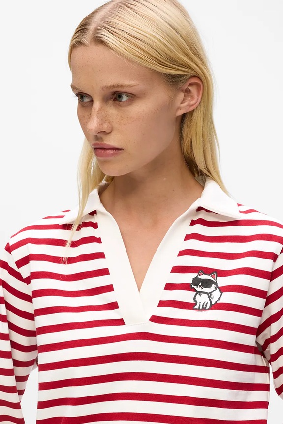 Ρούχα Βαμβακερή μπλούζα με μακριά μανίκια Karl Lagerfeld IKON A4W17081 κόκκινο