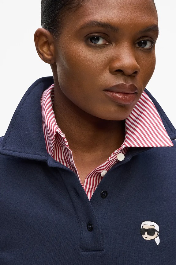 Ρούχα Βαμβακερή μπλούζα με μακριά μανίκια Karl Lagerfeld IKON A4W20073 σκούρο μπλε