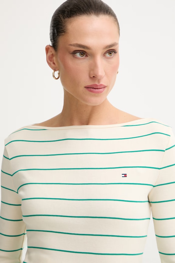 Tommy Hilfiger longsleeve damski bawełniany beżowy WW0WW40589.
