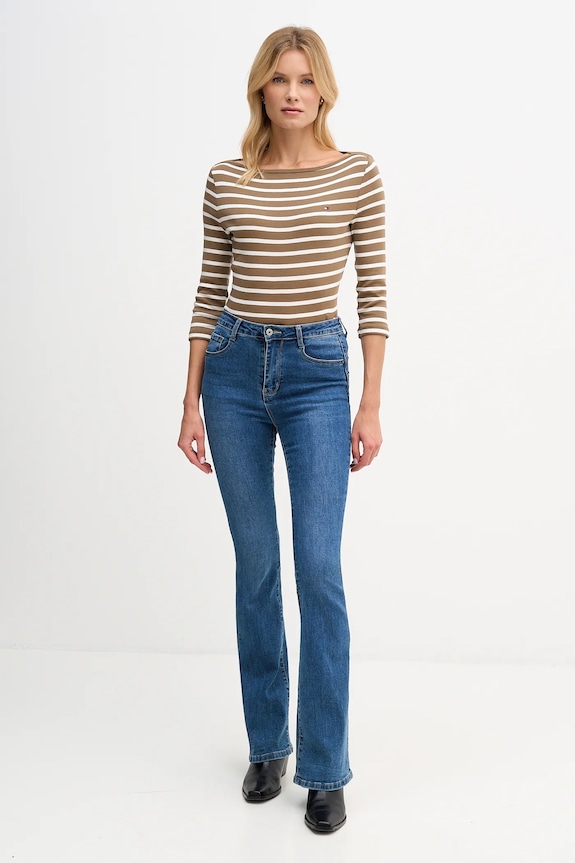 Tommy Hilfiger tričko s dlhým rukávom dámske bavlnené WW0WW40589. hnedá AA00