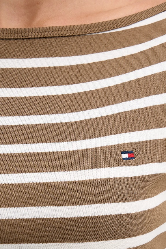 Tommy Hilfiger tričko s dlhým rukávom dámske bavlnené WW0WW40589. hnedá