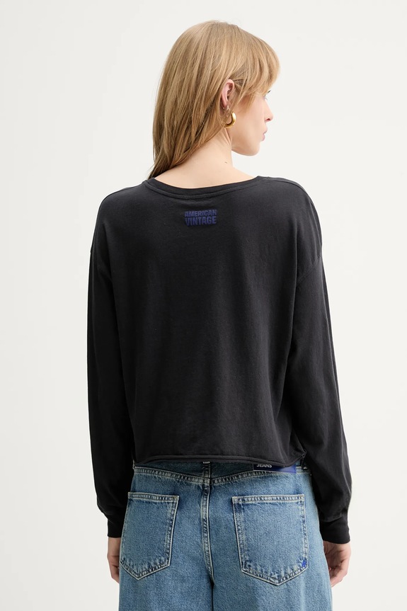 Îmbrăcăminte American Vintage longsleeve din bumbac APO02D negru