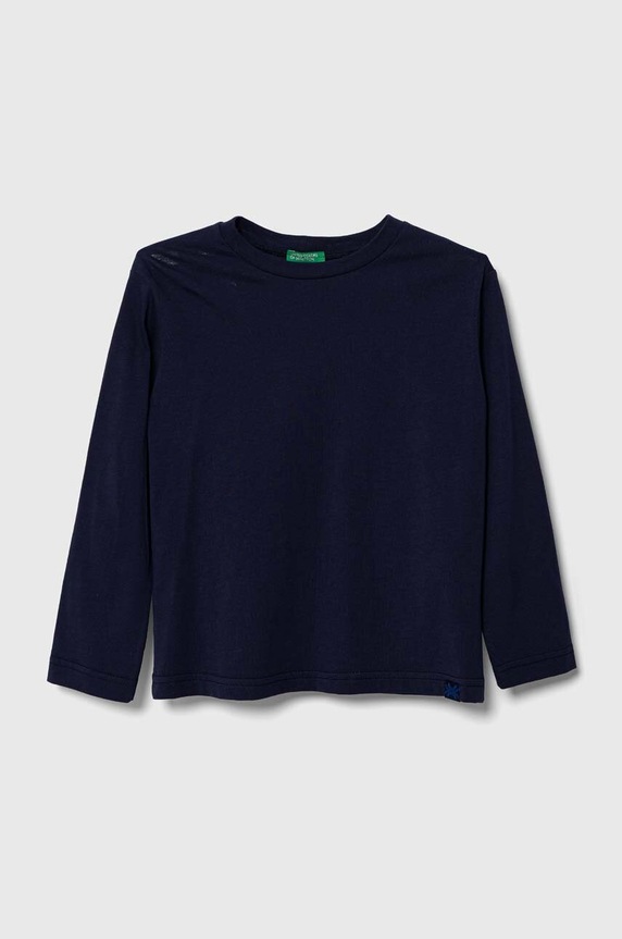 United Colors of Benetton longsleeve din bumbac pentru copii melanj bleumarin 3I1XC10DB.G.NOS