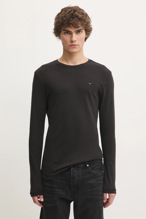 Tommy Jeans - Hosszú ujjú sima fekete DM0DM04409
