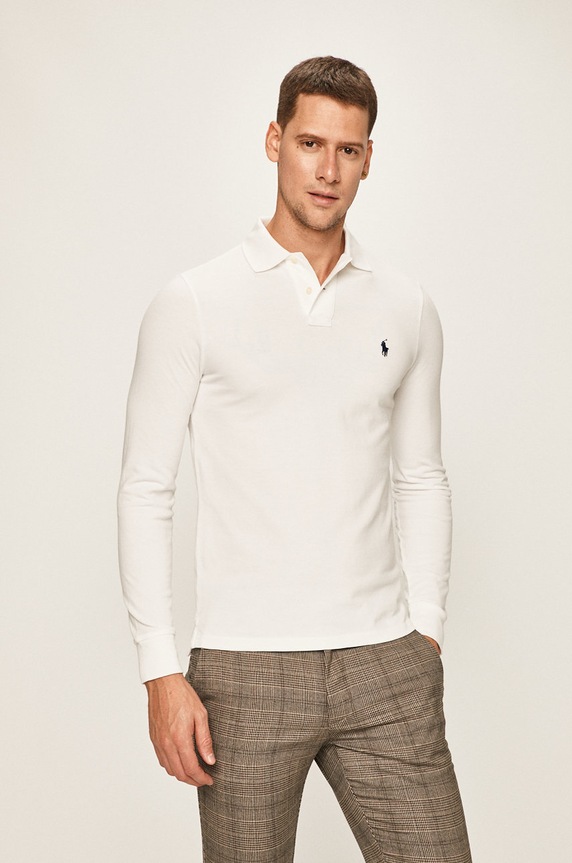 Polo Ralph Lauren - Pánske tričko s dlhým rukávom bavlna biela 710681126001