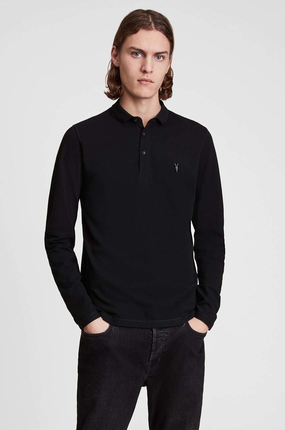 AllSaints - Longsleeve Reform Polo κανονικό μαύρο MD170H