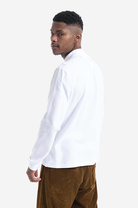 Oblečení Lacoste tričko s dlouhým rukávem pánské bavlněné L1312.001 bílá