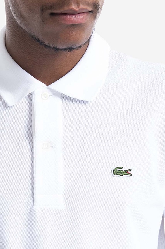 Lacoste tričko s dlouhým rukávem pánské bavlněné bílá L1312.001