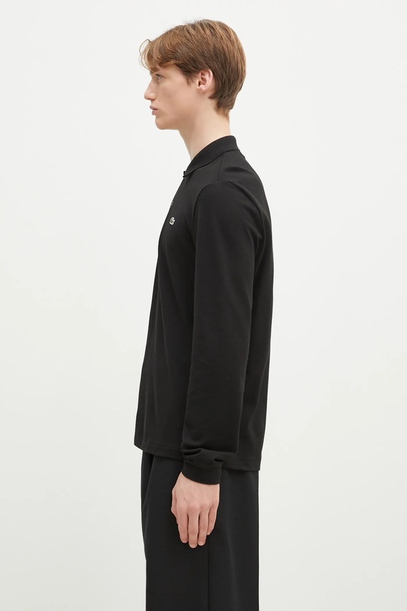 Bavlnené tričko s dlhým rukávom Lacoste L1312.031 čierna AW25