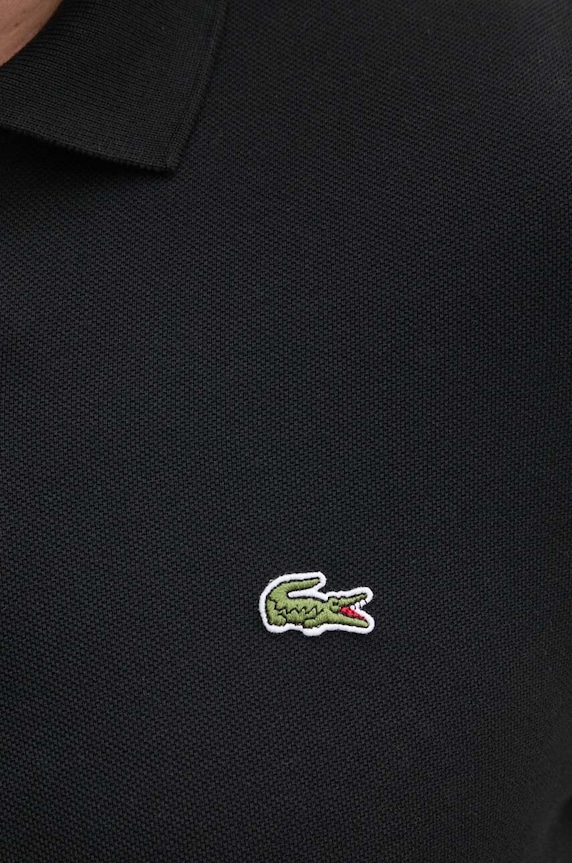 Βαμβακερή μπλούζα με μακριά μανίκια Lacoste L1312 031 L1312.031 μαύρο