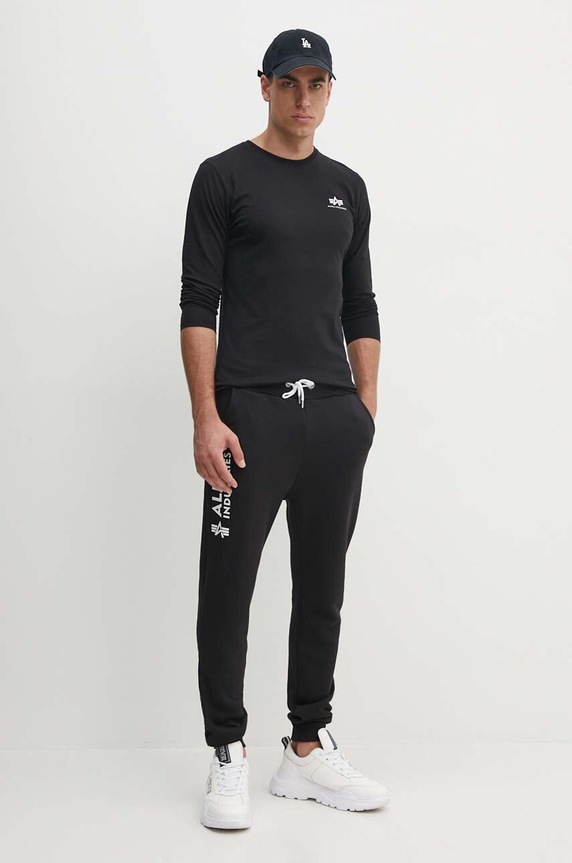 Alpha Industries longsleeve bawełniany Basic LS Small Logo 198517.03 czarny AA00