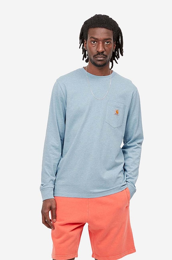Carhartt WIP cotton longsleeve top regular blue I022094.FROSTED.BL