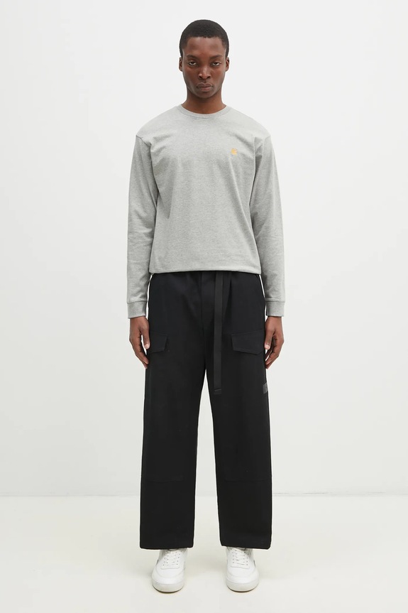 Carhartt WIP cotton longsleeve top Chase I026392.GREY.HEATH gray