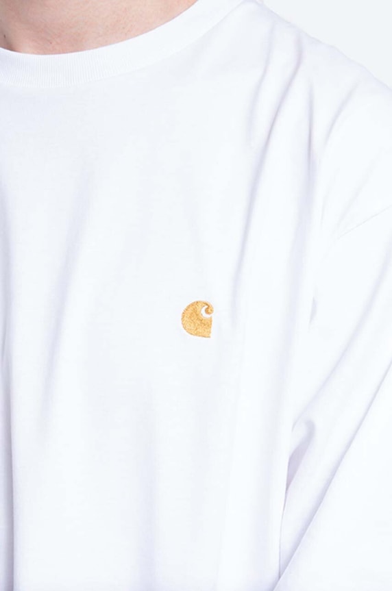 Carhartt WIP cotton longsleeve top white I026392.WHITE.GOLD