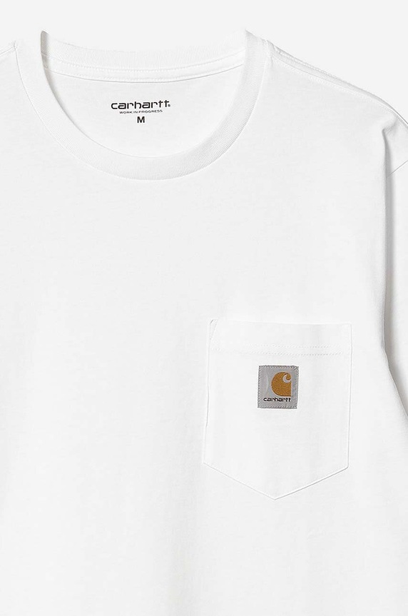 Bavlněné tričko s dlouhým rukávem Carhartt WIP L/S Pocket T-Shirt I030437 bílá SS26