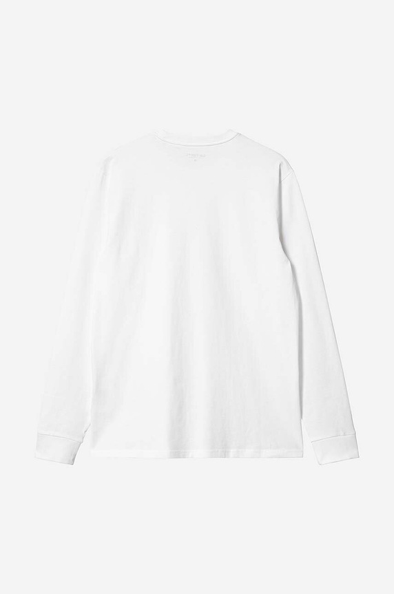 Bavlněné tričko s dlouhým rukávem Carhartt WIP L/S Pocket T-Shirt I030437 bílá