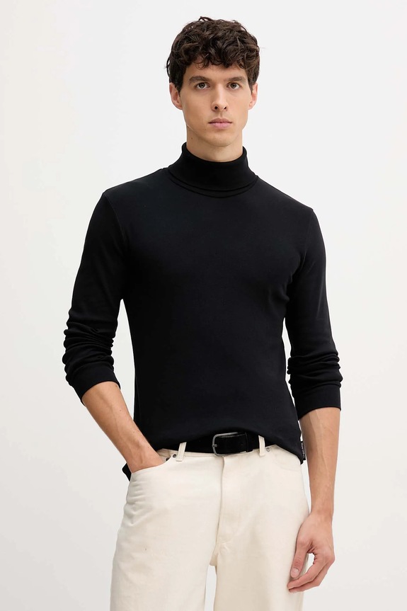 Бавовняний лонгслів Marc O'Polo чорний 5000009259