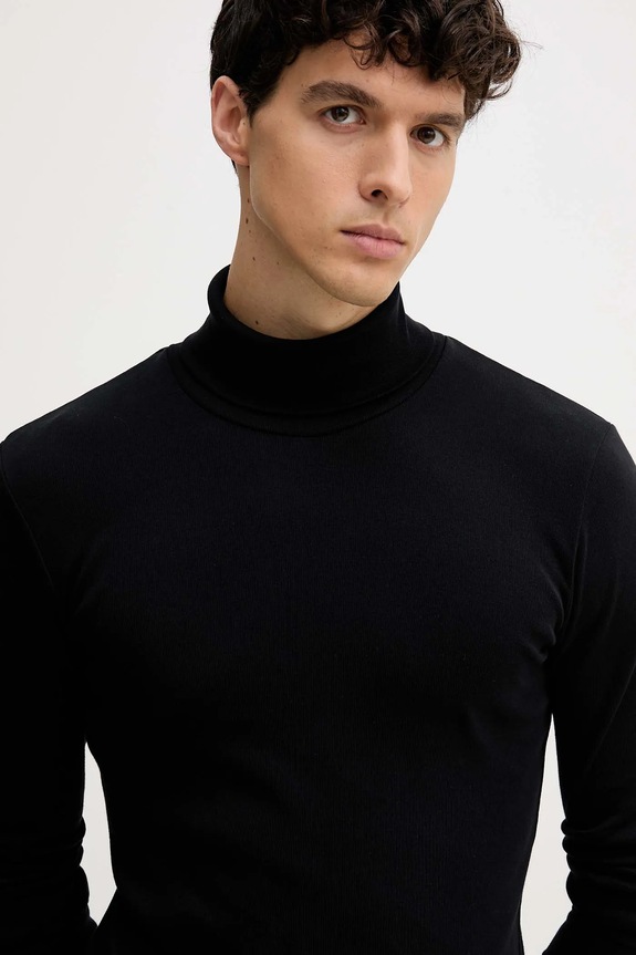 Бавовняний лонгслів Marc O'Polo чорний 5000009259