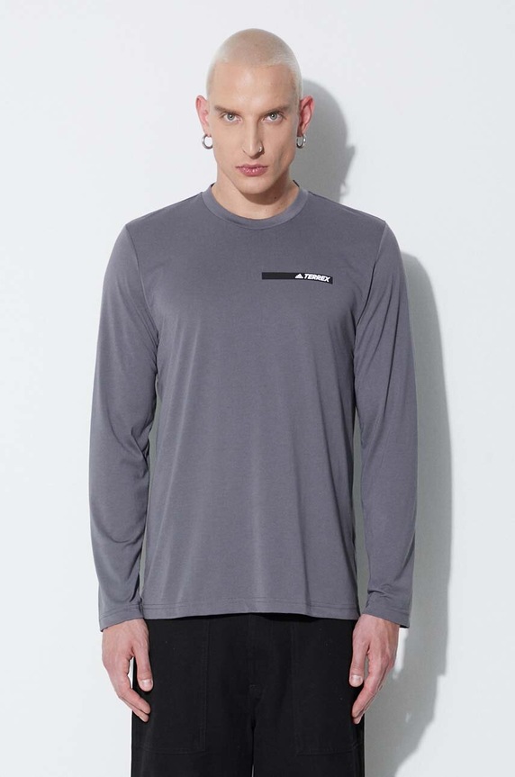 Tričko s dlouhým rukávem adidas Felsblock regular šedá BS1106