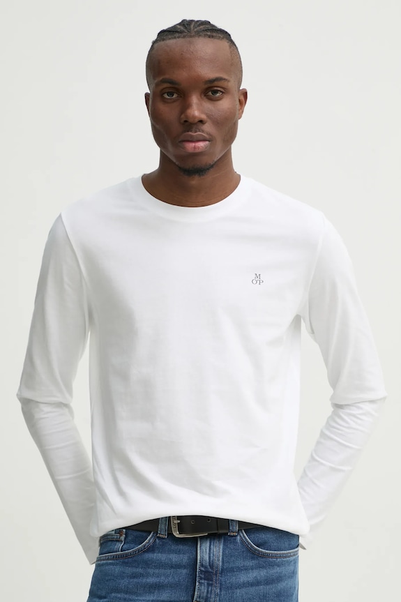 Marc O'Polo longsleeve din bumbac uni alb 5000009410