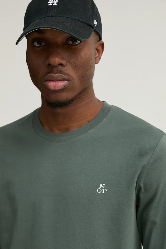 Хлопковый лонгслив Marc O'Polo зелёный 5000009410
