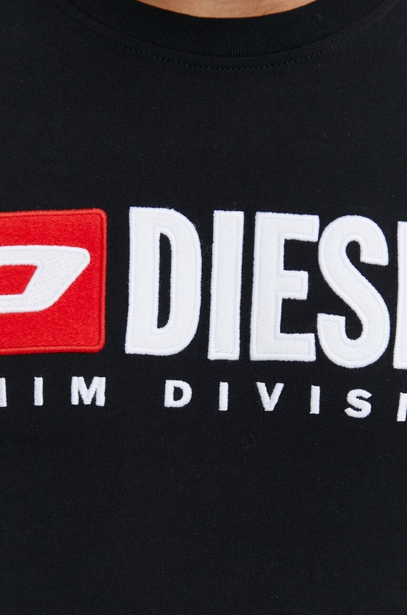 Bavlnené tričko s dlhým rukávom Diesel T-JUST-LS-DIV A03768.0GRAI čierna