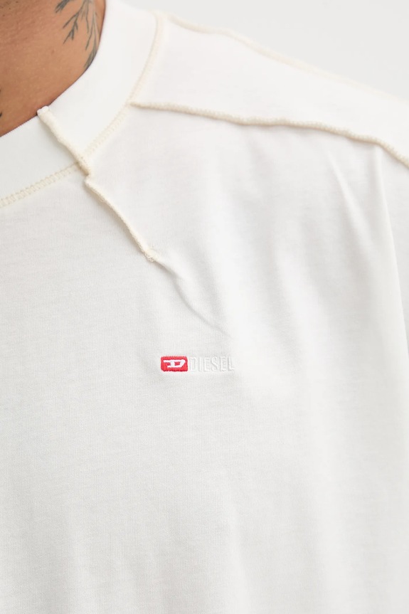 Bavlněné tričko s dlouhým rukávem Diesel T-CRAHOR-BOXT-LS-T1 A19464.0NIAX bílá