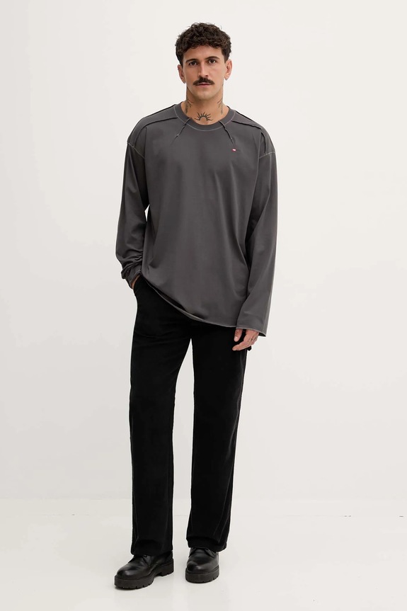 Diesel longsleeve bawełniany T-CRAHOR-BOXT-LS-T1 A19464.0NIAX szary AA00