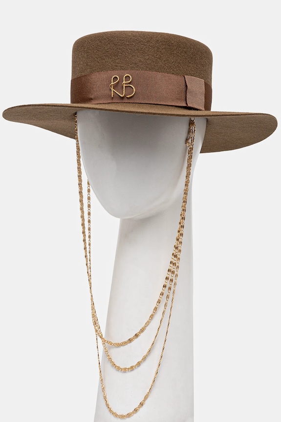 Šešir Ruslan Baginskiy Monogram-embellished Canotier Hat CNT037.F.3CHA.9P.MRB smeđa AA00