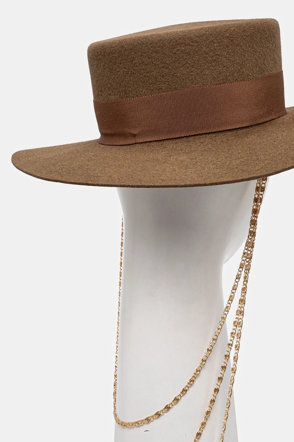 Šešir Ruslan Baginskiy Monogram-embellished Canotier Hat smeđa CNT037.F.3CHA.9P.MRB