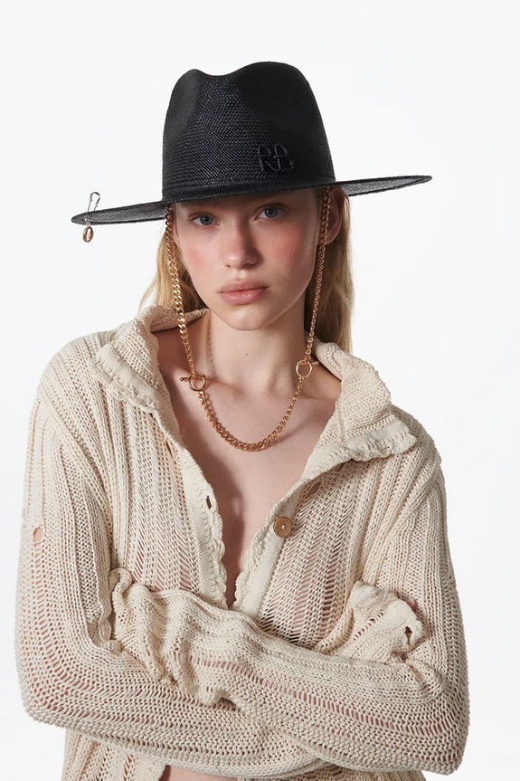 Καπέλο Ruslan Baginskiy Fedora Hat απλικέ μαύρο FDR033.STR.9P.PRS.CHA
