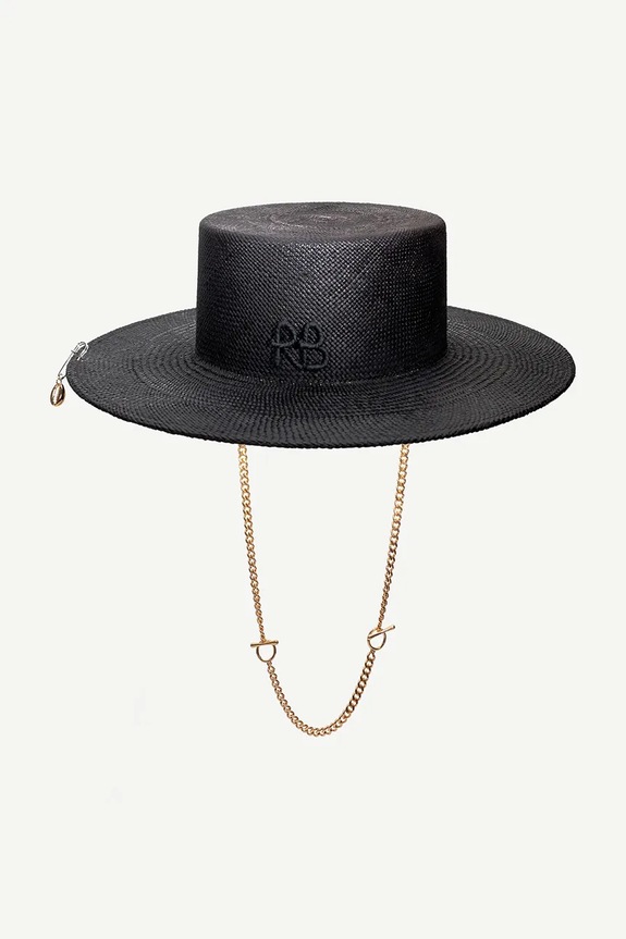Akcesoria Ruslan Baginskiy kapelusz Canotier Hat CNT033.STR.9P.PRS.CHA.S czarny