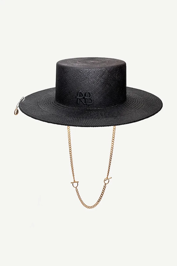 Akcesoria Ruslan Baginskiy kapelusz Canotier Hat CNT033.STR.9P.PRS.CHA.S czarny