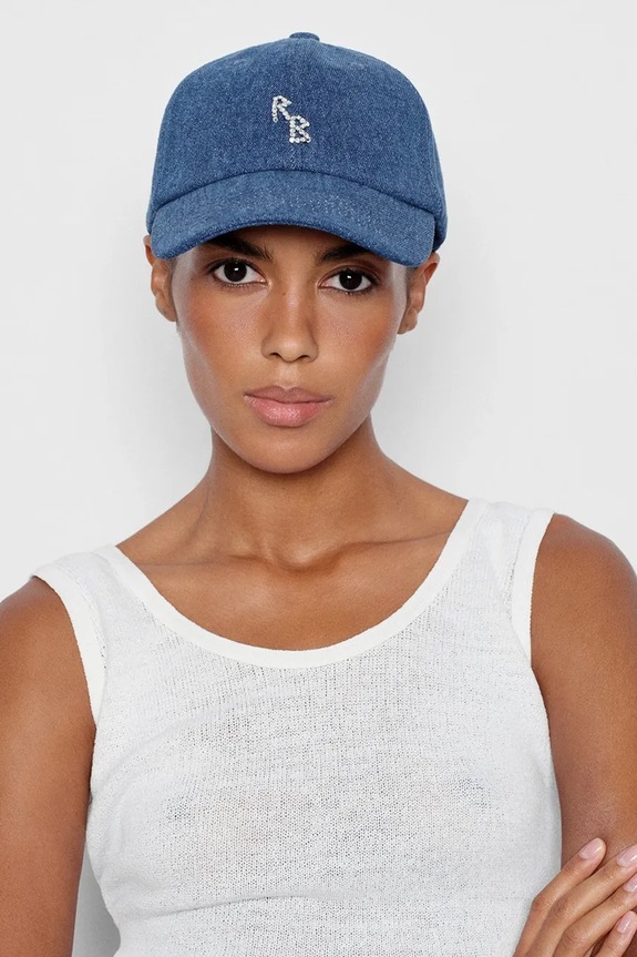 RUSLAN BAGINSKIY șapcă pentru femei, din denim Baseball Cap albastru BSB078.C.JNS.DMD
