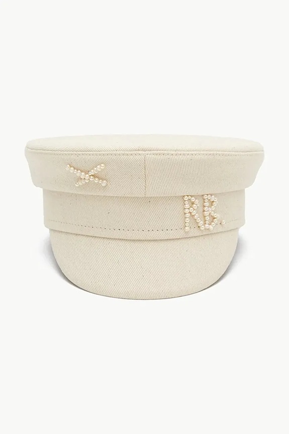 Accesorii RUSLAN BAGINSKIY căciulă pentru femei, din bumbac Baker Boy Cap KPC035.C.PRL bej