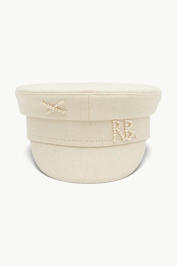 Accesorii RUSLAN BAGINSKIY căciulă pentru femei, din bumbac Baker Boy Cap KPC035.C.PRL bej
