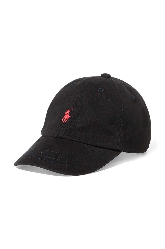 Παιδικό βαμβακερό καπέλο μπέιζμπολ Polo Ralph Lauren απλικέ μαύρο 322552489005