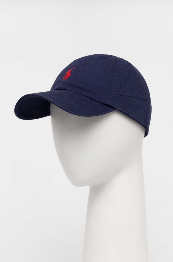 Βαμβακερό καπέλο του μπέιζμπολ Polo Ralph Lauren απλικέ σκούρο μπλε 710548524