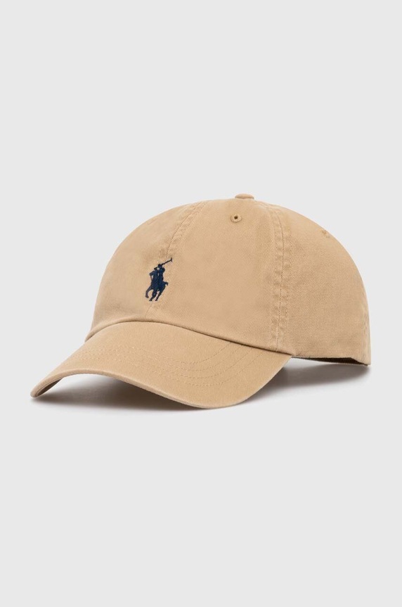Polo Ralph Lauren czapka z daszkiem bawełniana aplikacja beżowy 710548524