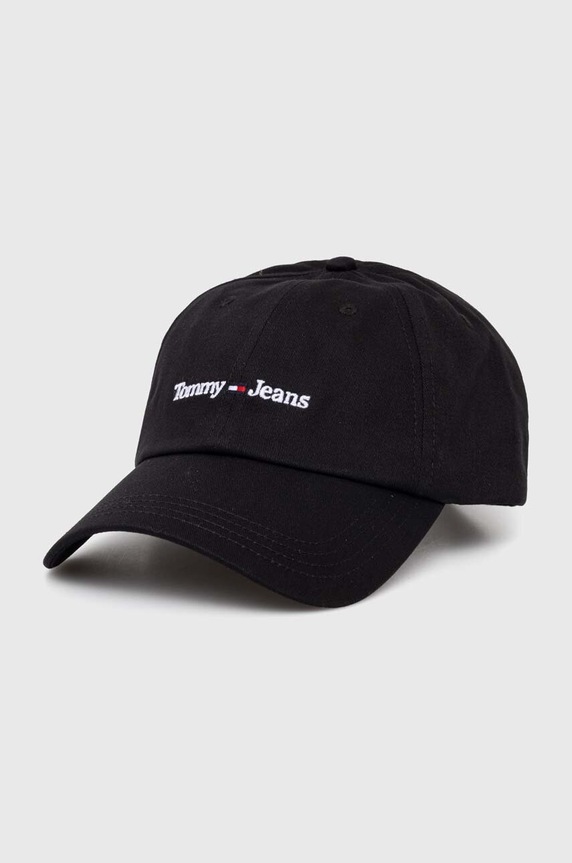 Tommy Jeans czapka z daszkiem bawełniana aplikacja czarny AM0AM11341