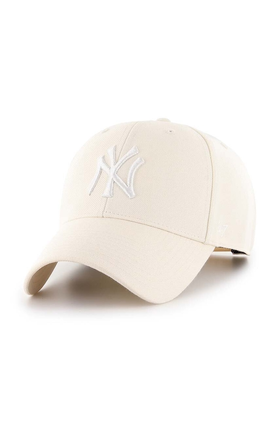 47brand șapcă din amestec de lână MLB New York Yankees cu un amestec de lana bej B.MVPSP17WBP.NTC
