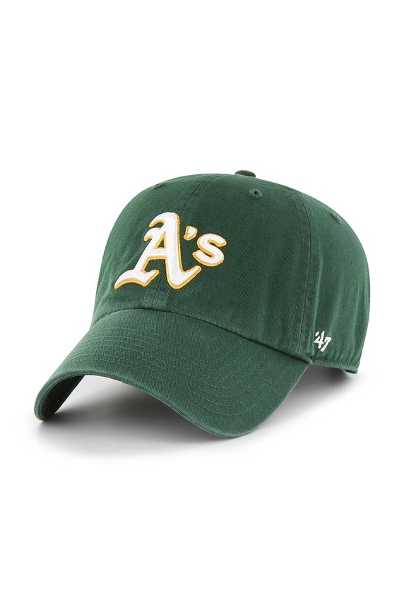 Βαμβακερό καπέλο 47 brand MLB Oakland Athletics απλικέ πράσινο B.RGW18GWS.DGE