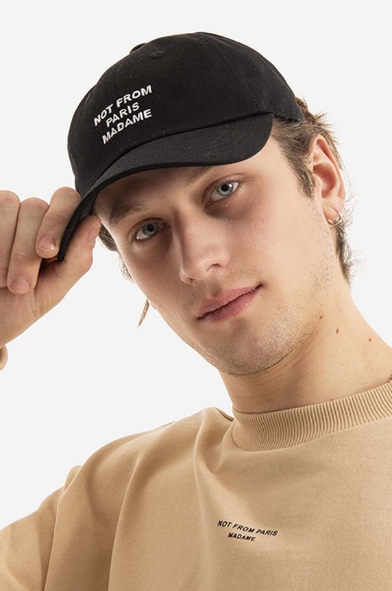 Drôle de Monsieur cotton baseball cap La Casquette Slogan PERM.PCAP2.BL black AA00